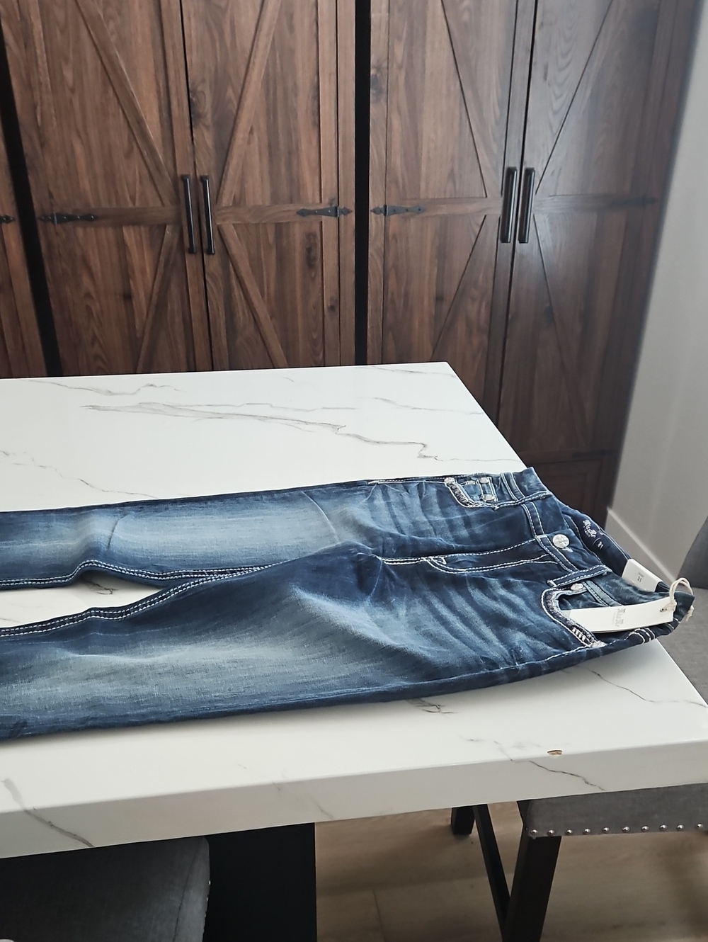Dark Blue Womens Slim Fit Washed Jeans